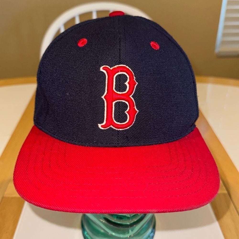 American Needle Boston Red Sox Navy and Red Snapback Hat